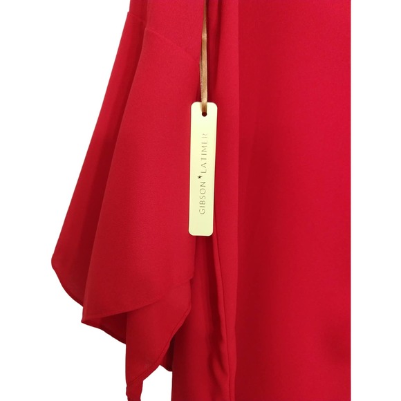 Gibson Latimer Red Bell Sleeves Crisscross Blouse - Picture 6 of 9